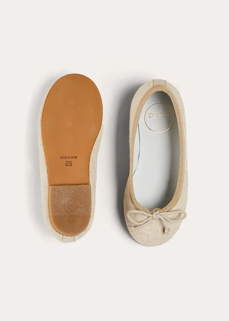 Linen Ballerina Shoes in Ivory (24-35EU)