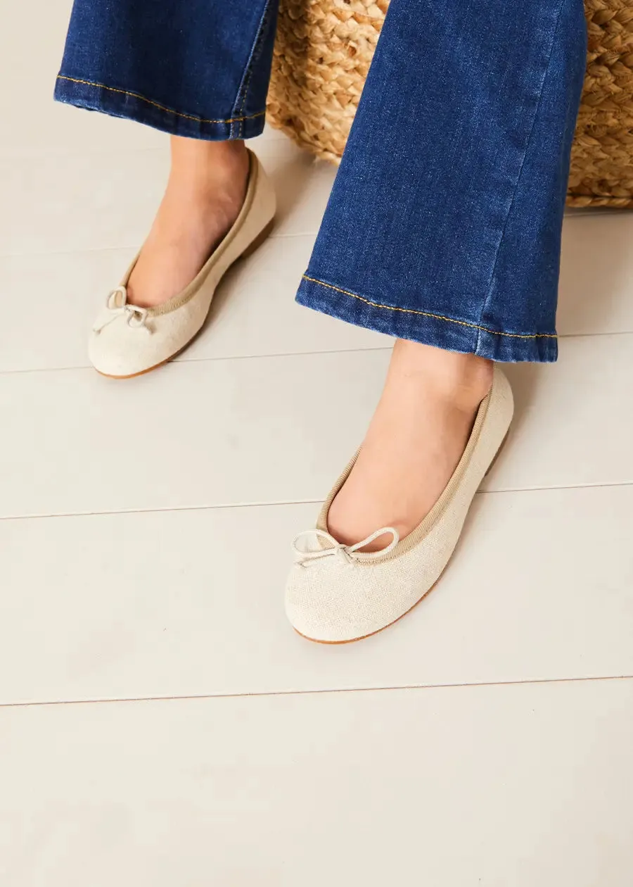 Linen Ballerina Shoes in Ivory (24-35EU)