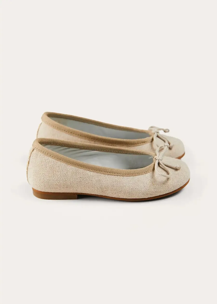 Linen Ballerina Shoes in Ivory (24-35EU)