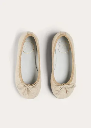 Linen Ballerina Shoes in Ivory (24-35EU)