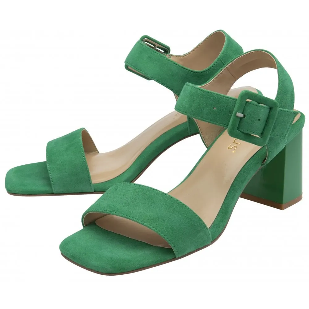 Lotus Occasion Wear Shoe Nora Block Heeled Sandal Suede GREEN ULS545