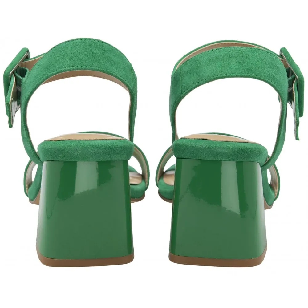 Lotus Occasion Wear Shoe Nora Block Heeled Sandal Suede GREEN ULS545