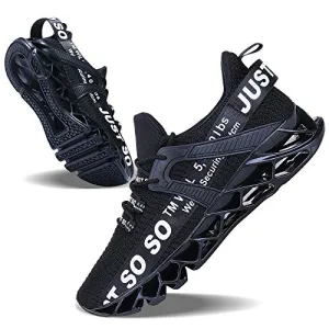 Mens Running Shoes Non Slip Athletic Walking Blade Type Sneakers Black White,US 10