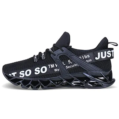 Mens Running Shoes Non Slip Athletic Walking Blade Type Sneakers Black White,US 10