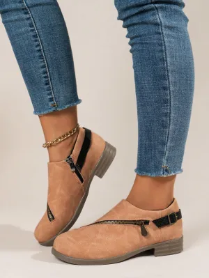 NEW Retails $45 NECHOLOGY Women's Ankle Boots Round Head Side Zipper (Brown, 7)