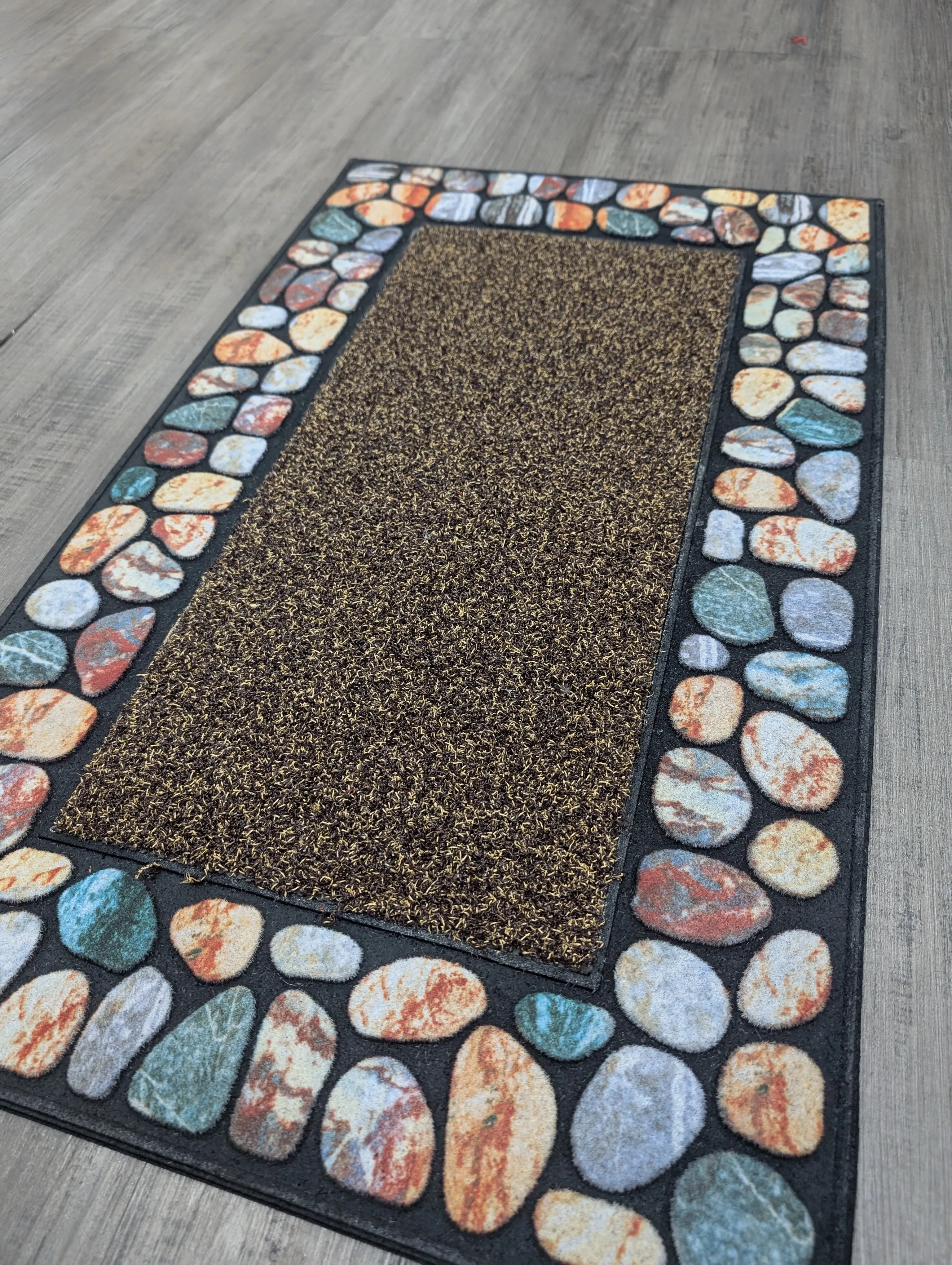 Outdoor Mat Pebble Border 45x76cm - Multi