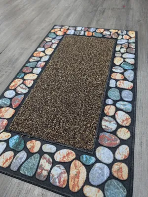 Outdoor Mat Pebble Border 45x76cm - Multi