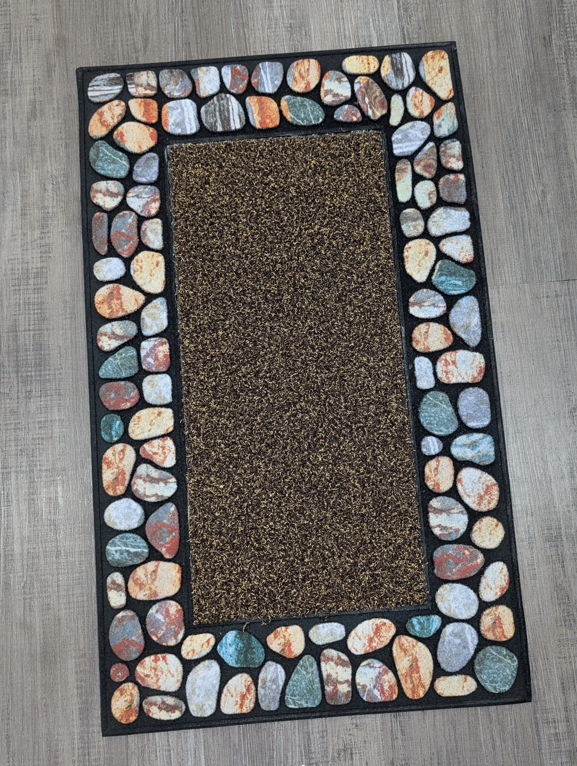 Outdoor Mat Pebble Border 45x76cm - Multi