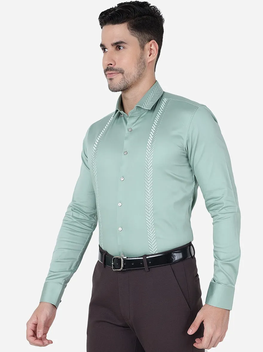 Pista Green Solid Slim Fit Party Wear Shirt | JB Studio