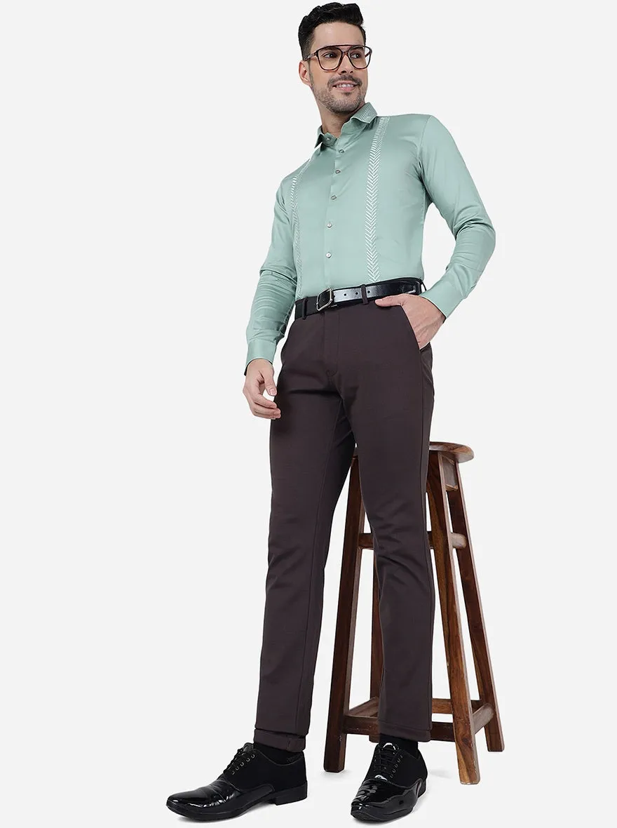Pista Green Solid Slim Fit Party Wear Shirt | JB Studio