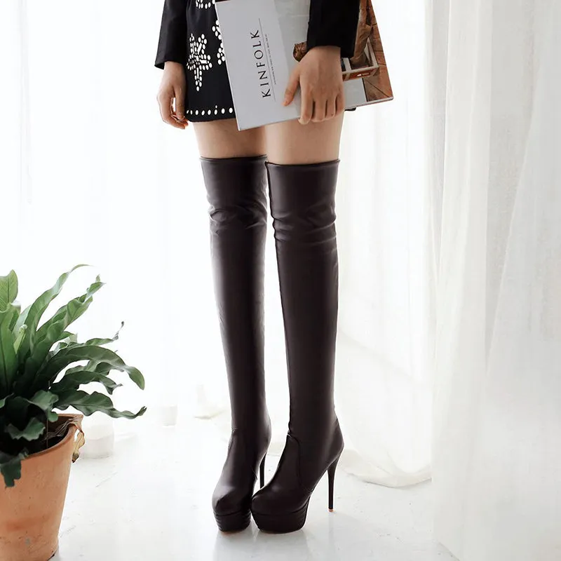 Platform over the knee boots stiletto high heel long boots