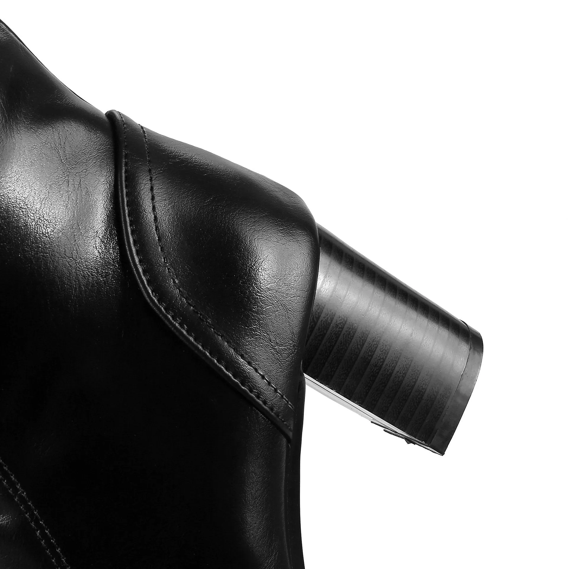 Pointed toe lace-up block heel knee high boots for women