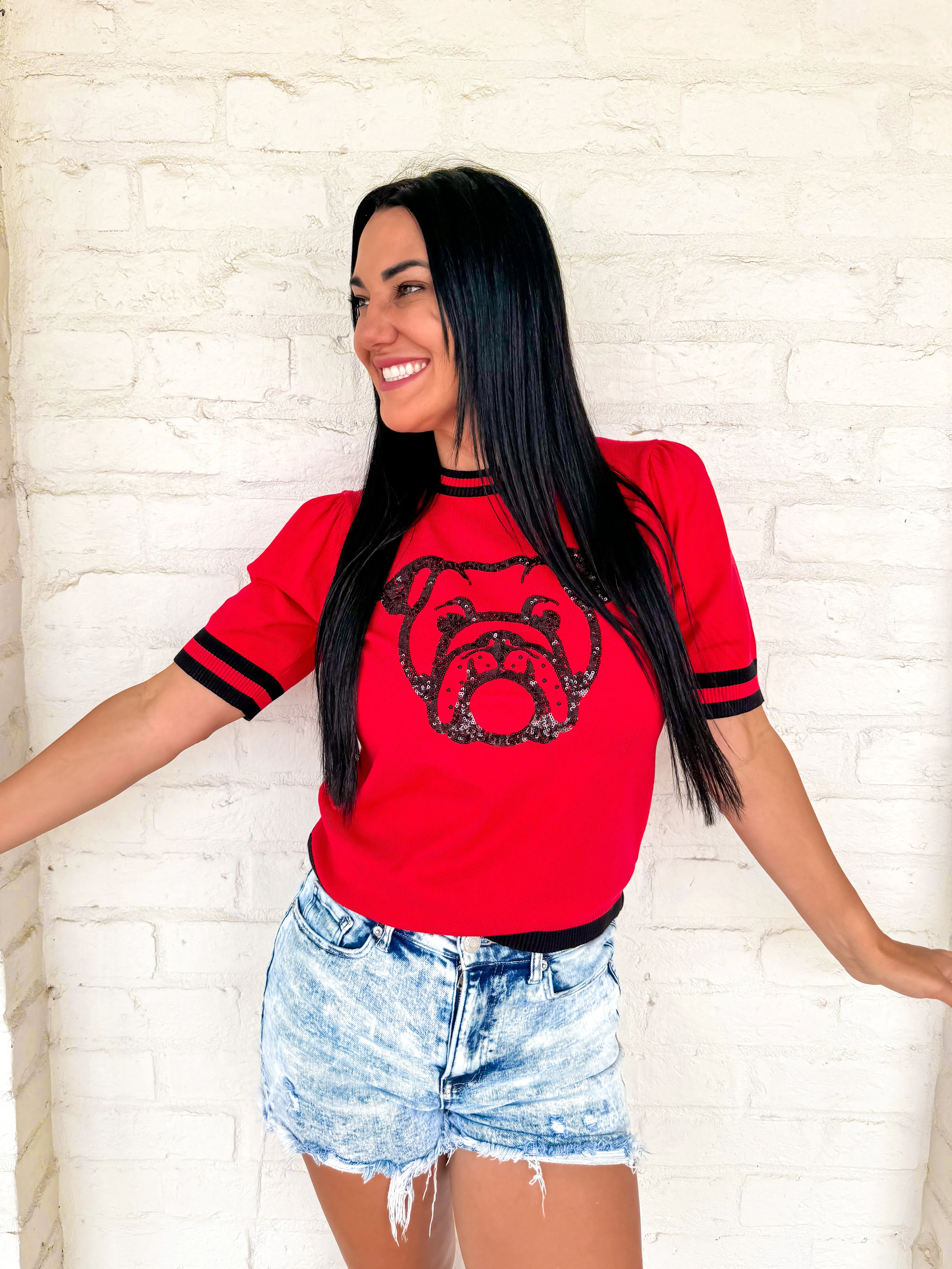 Queen Of Single Bulldog Top Red