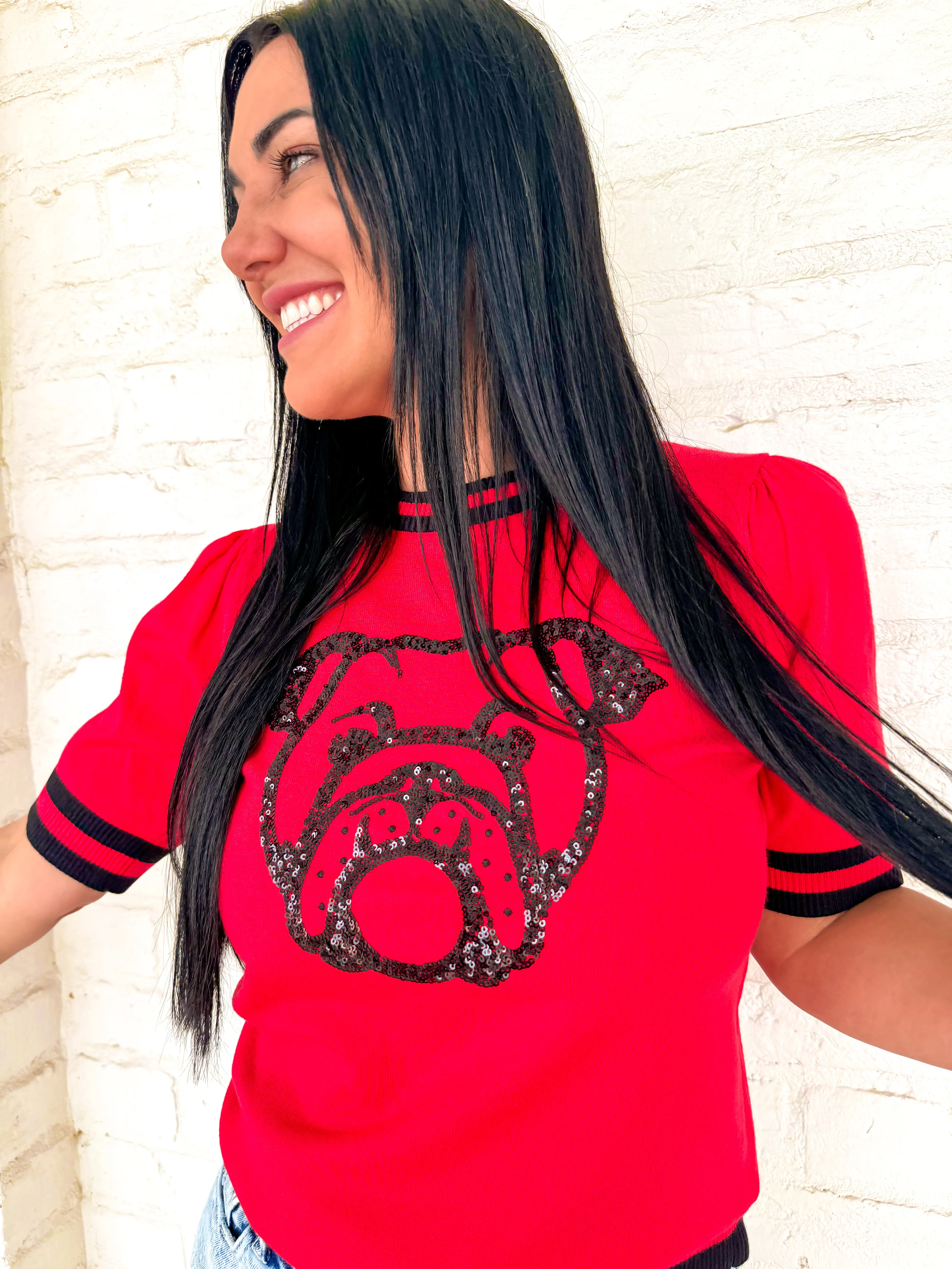 Queen Of Single Bulldog Top Red