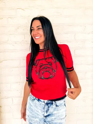 Queen Of Single Bulldog Top Red