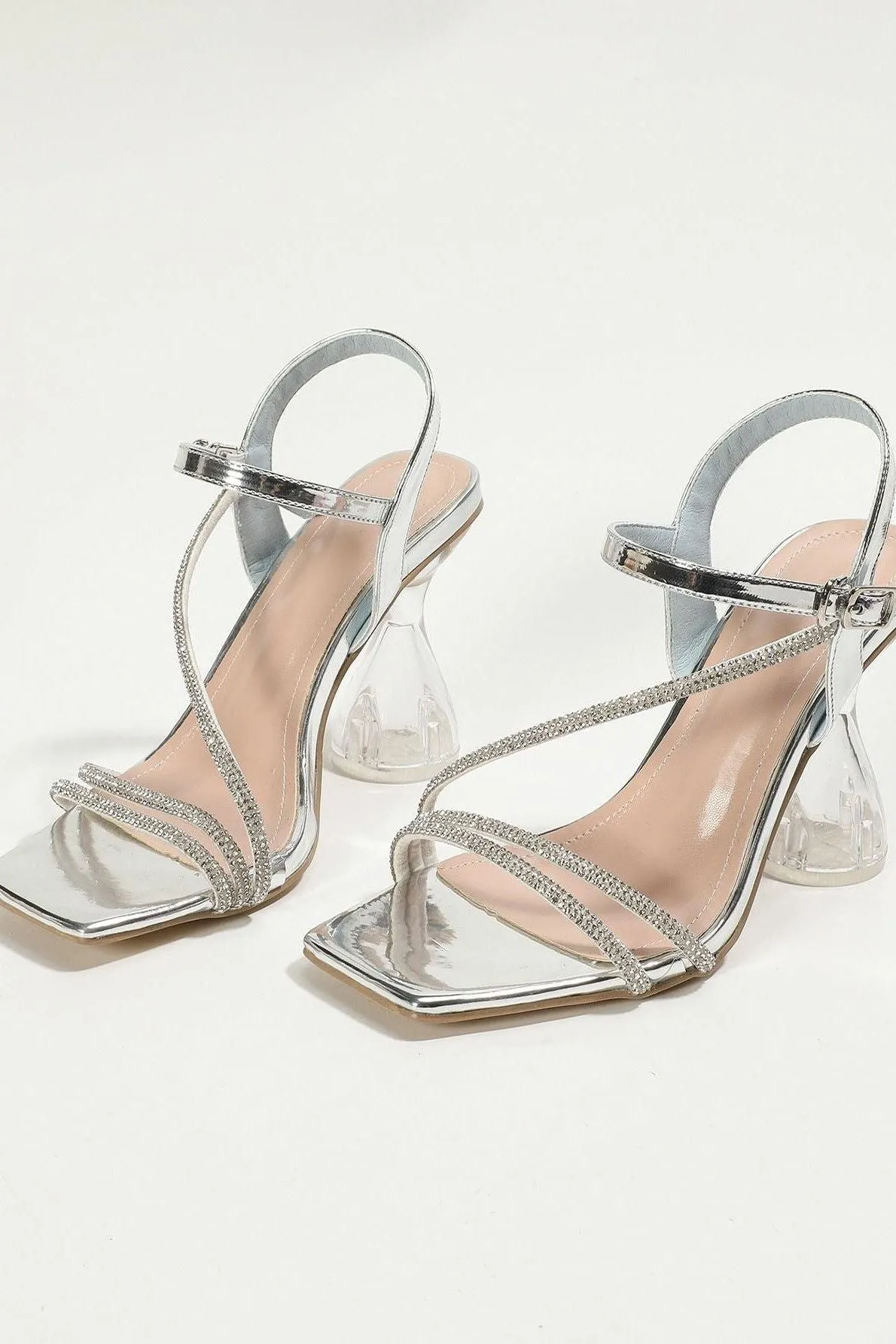 Rhinestone transparent heel high-heeled sandals