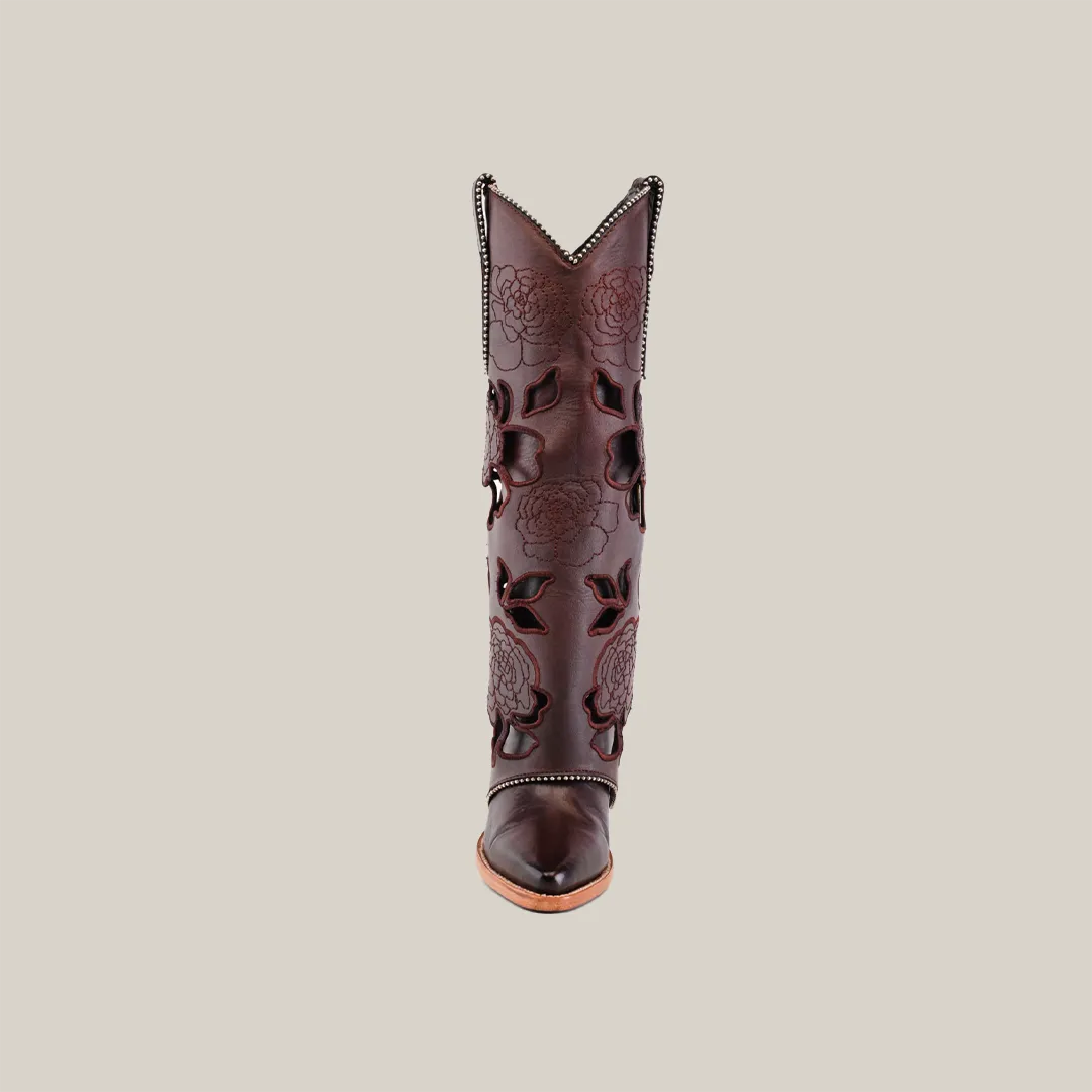 Roma Flowers Tall Shaft Chocolate -  J Toe