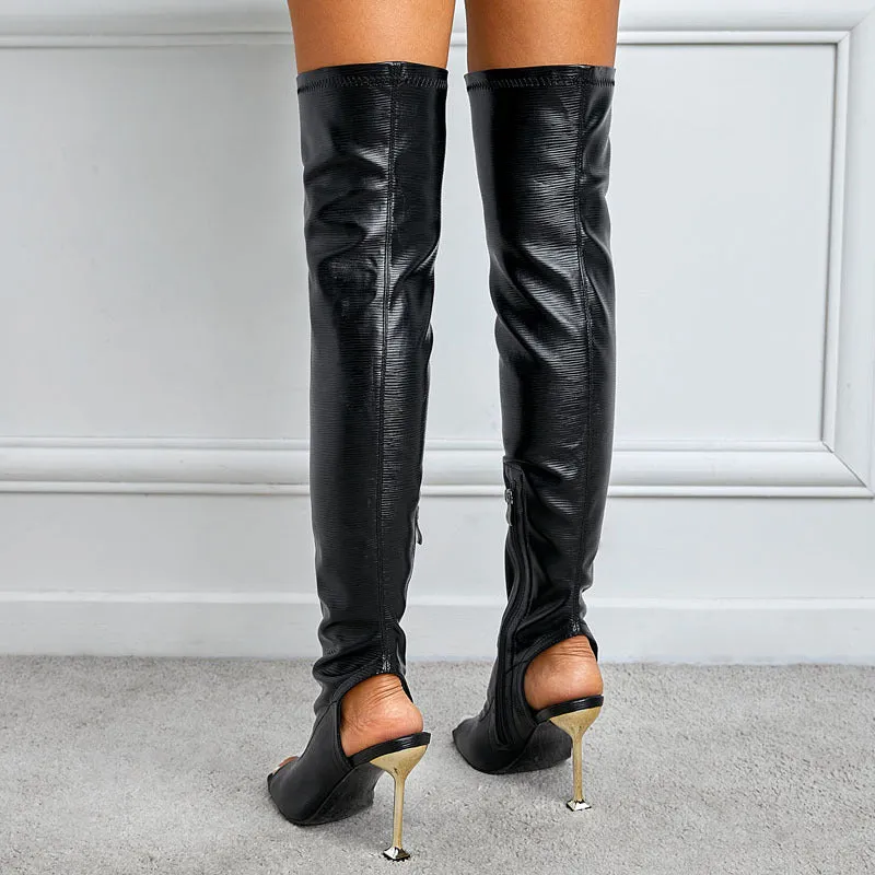 Sensual and Fashionable Open Toe Over the Knee Boots