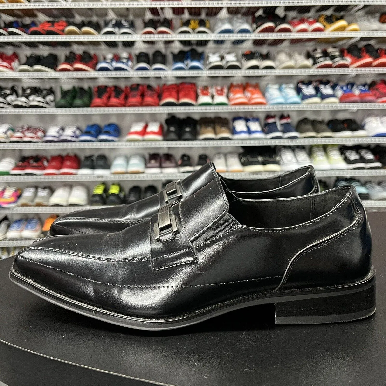 Stacy Adams Slip On Black Leather Dress Shoes 20141-001 Men's Size 10