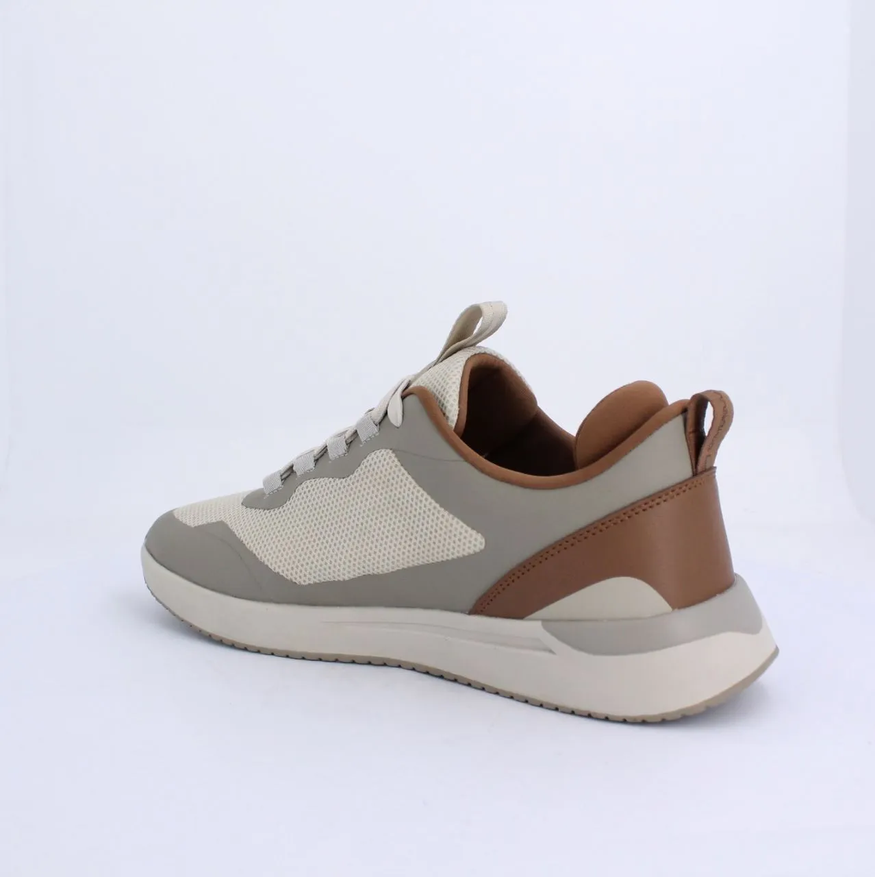 STUART MENS LACEUP TRAINERS-TAUPE