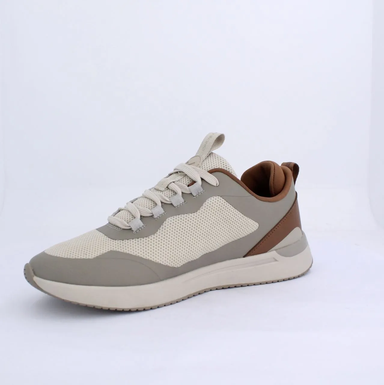 STUART MENS LACEUP TRAINERS-TAUPE
