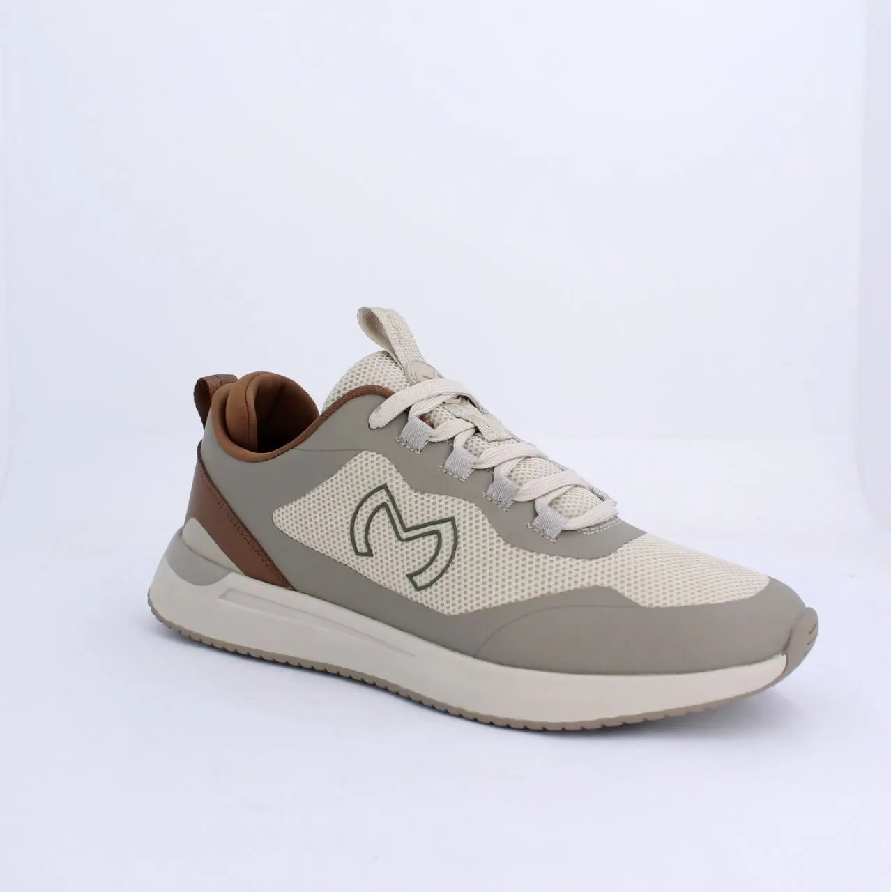 STUART MENS LACEUP TRAINERS-TAUPE