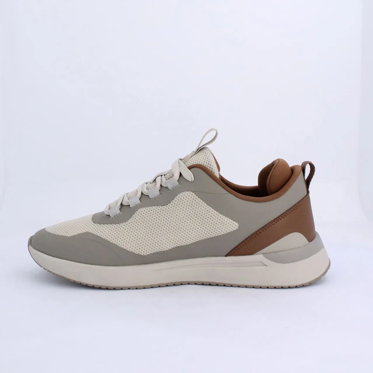 STUART MENS LACEUP TRAINERS-TAUPE