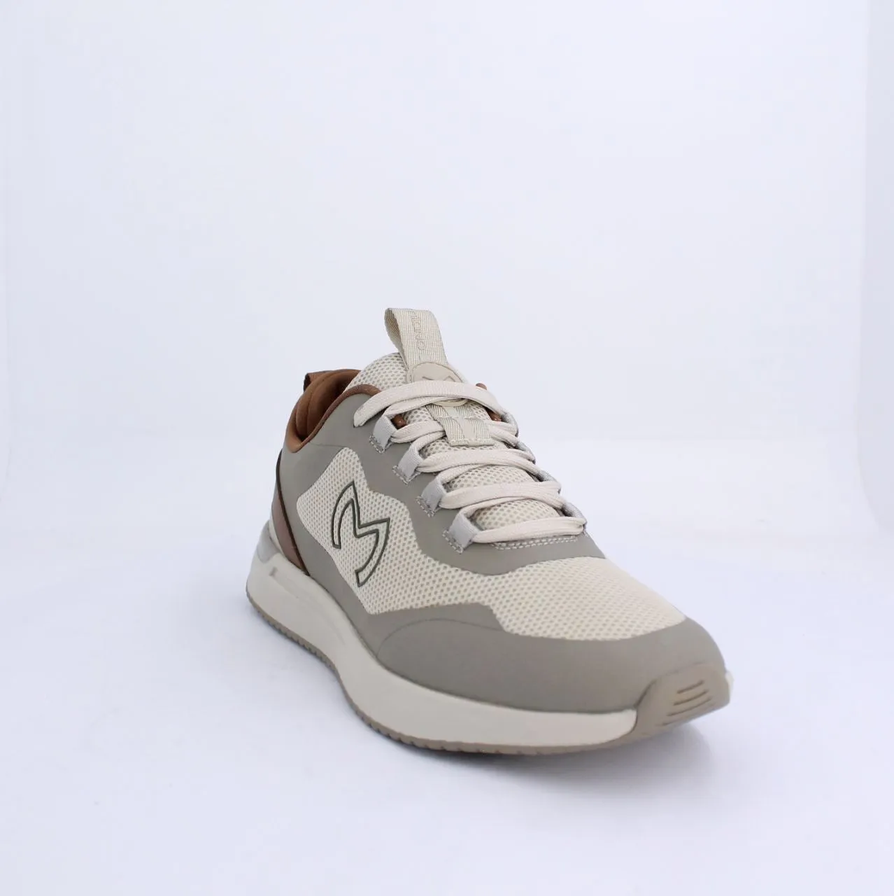 STUART MENS LACEUP TRAINERS-TAUPE