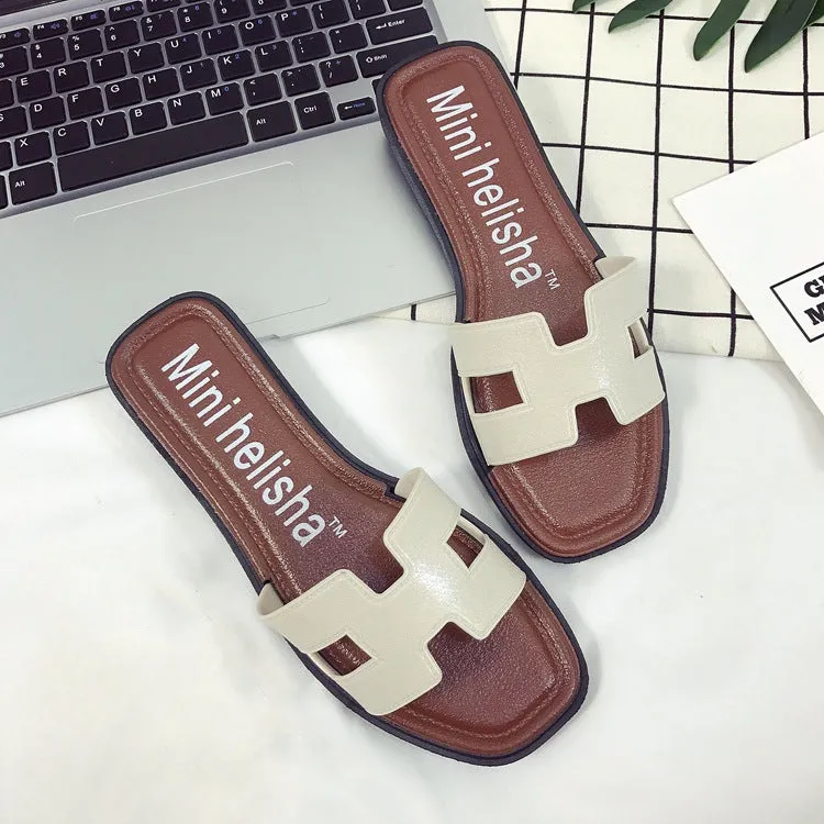 Summer new style sandals for women, fashionable outer wear, Korean version, flat soft bottom, one-line women's sandals, outdoor slippers