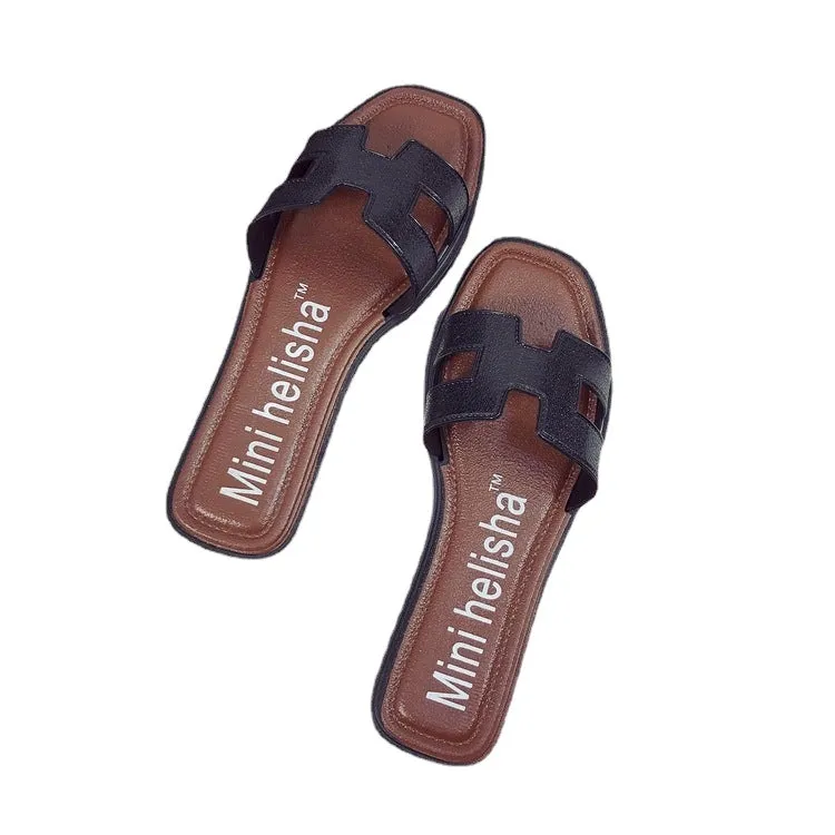 Summer new style sandals for women, fashionable outer wear, Korean version, flat soft bottom, one-line women's sandals, outdoor slippers