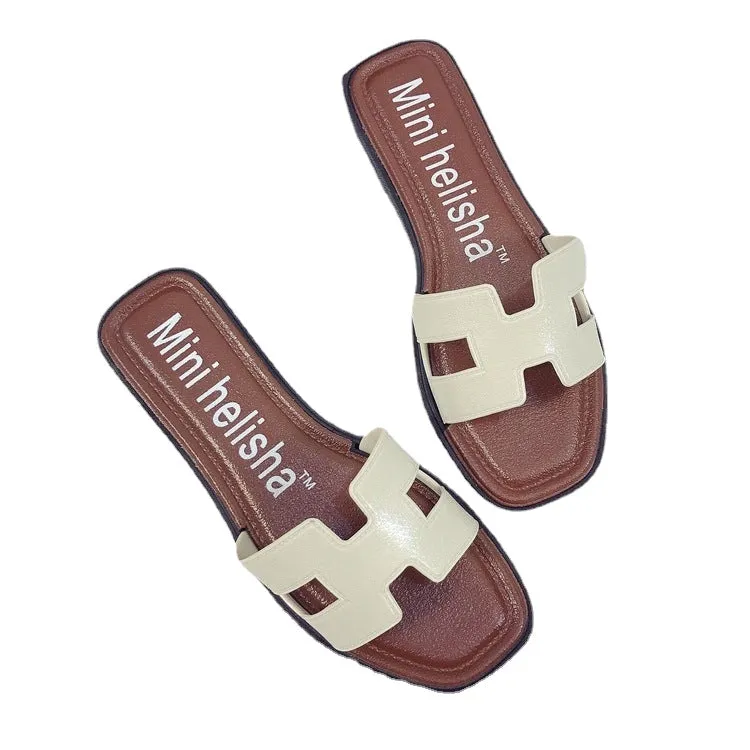 Summer new style sandals for women, fashionable outer wear, Korean version, flat soft bottom, one-line women's sandals, outdoor slippers