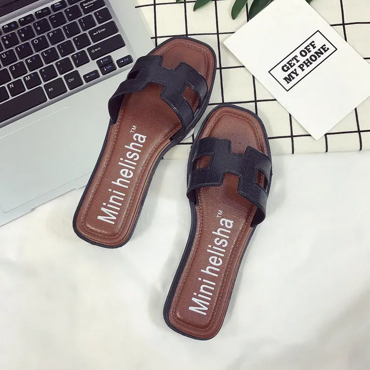 Summer new style sandals for women, fashionable outer wear, Korean version, flat soft bottom, one-line women's sandals, outdoor slippers