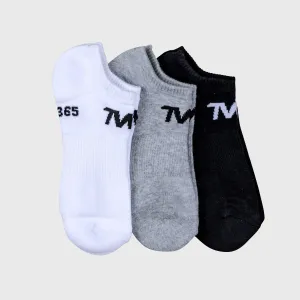 TWL - Unisex Everyday Low Cut Socks - 3pk - WHITE/GREY/BLACK