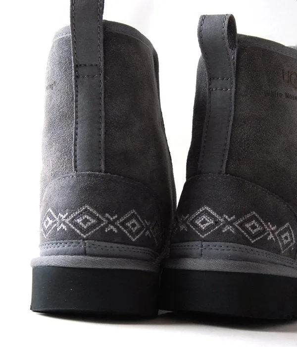 White Mountaineering/WM × UGG EMBROIDERED FRONT GORE BOOTS MENS (GRAY)