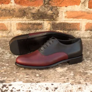 Women's Oxford Leather Shoes Black Burgundy 3632