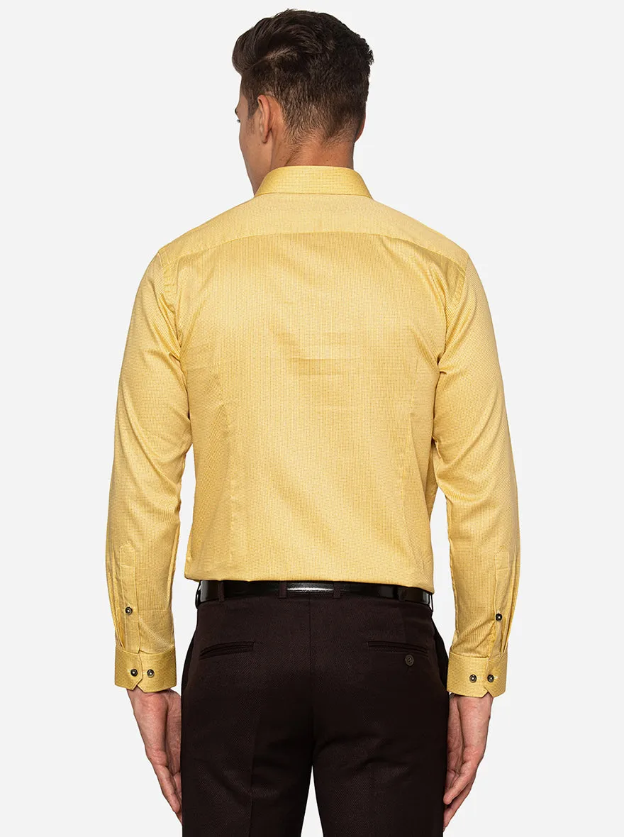 Yellow Printed Slim Fit Formal Shirt | Greenfibre