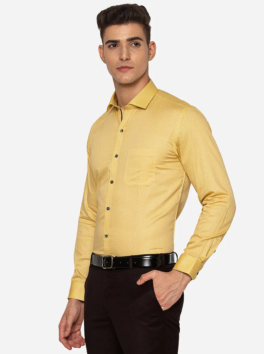 Yellow Printed Slim Fit Formal Shirt | Greenfibre