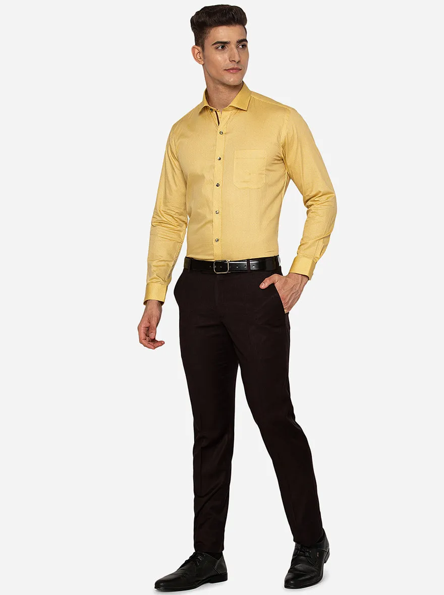 Yellow Printed Slim Fit Formal Shirt | Greenfibre